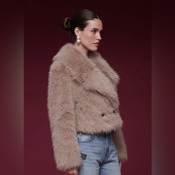 NWOT Avec Les Filles Women's Faux Fur Jacket - Tan - Picture 7 of 9